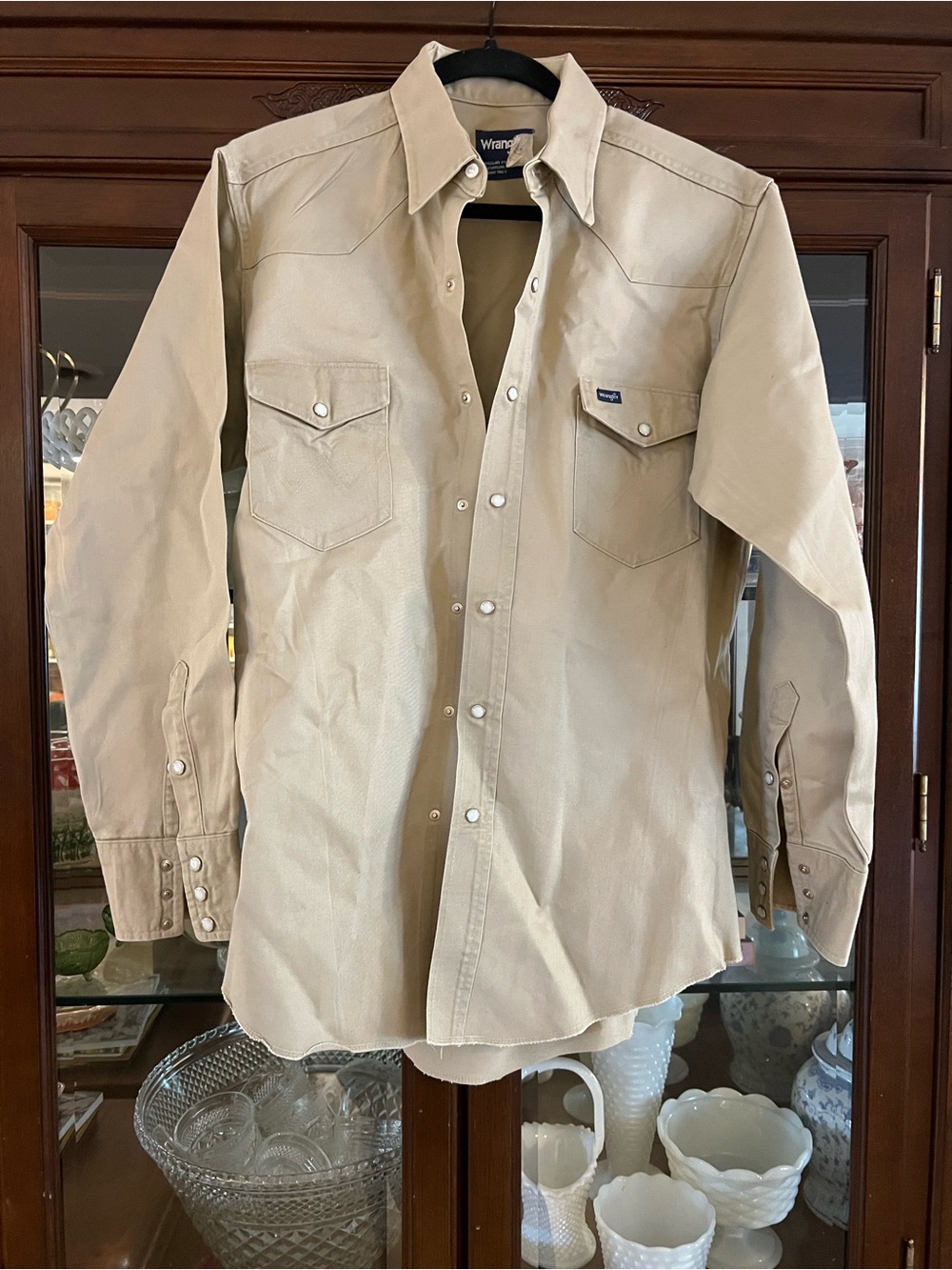 Vintage Wrangler Tan Western Pearl Snap-Front button down M/L
